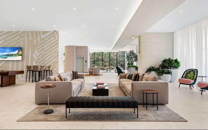 expansive clubhouse with ample lighting throughout